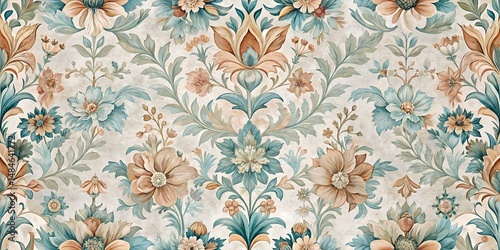 Floral Vintage Ceramic Tile In Soft Pastel Shades