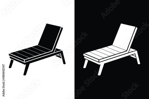 Minimal Beach Chair Silhouette. Summer Icon Vector on White Background