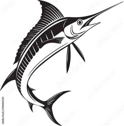 Needle fish silhouette vector style with white background .