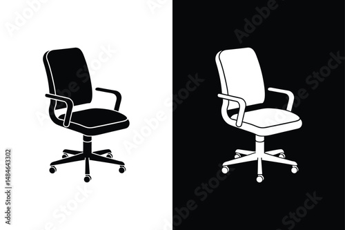 Office Chair Symbol Icon. Clean Black and White Vector Illustration