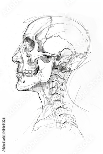 detailed sketch of a human face frontal view
