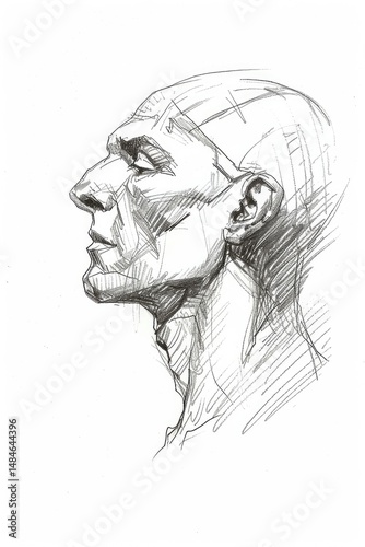 detailed sketch of a human face frontal view