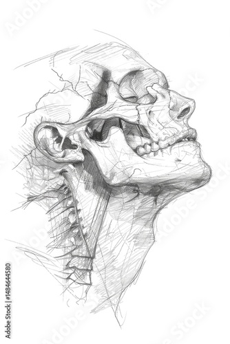 detailed sketch of a human face frontal view