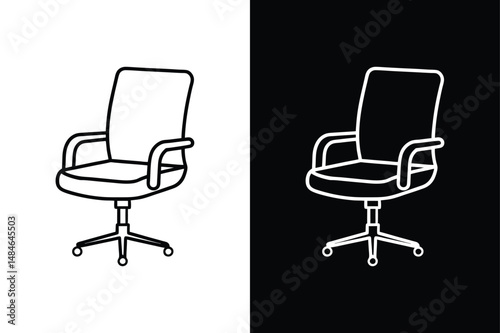 Flat Swivel Chair Line Icon. Minimalist Office Chair Vector Design