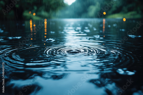 The Serene Effect of Rainfall on the Surface of a Lake