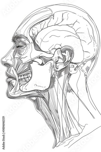 detailed sketch of a human face frontal view