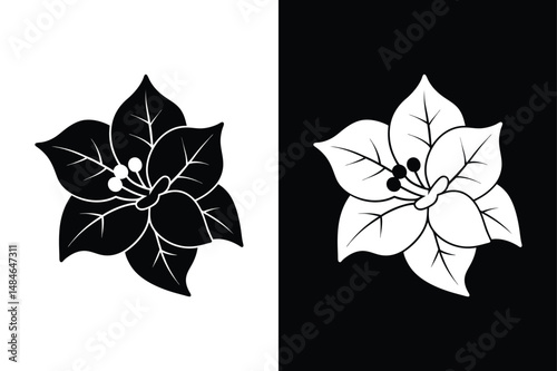 Minimalist Bougainvillea Flower Silhouette. Tropical Vector Illustration