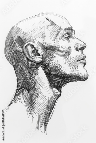 detailed sketch of a human face frontal view