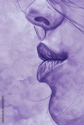 detailed sketch of a human face frontal view