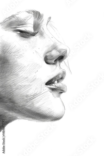 detailed sketch of a human face frontal view
