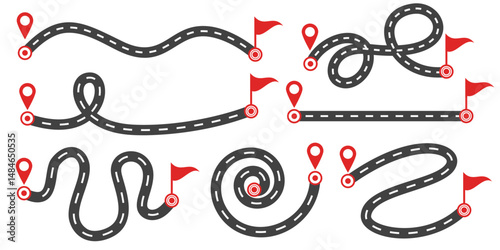 Concept of plan with an easy route A, difficult option B and real life way. Expectation and reality. Vector illustration