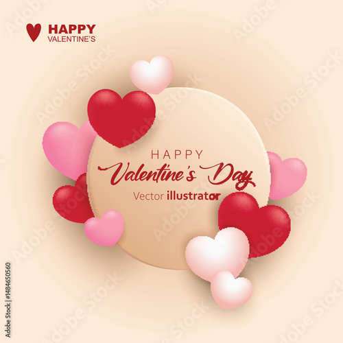 Valentine's day vector circle copy spac design background. Templates for social media posts backgrounds, cover, poster, banners, marketing, sales promotion