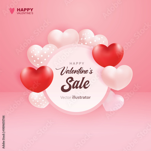 Valentine's day sale in flat design. Templates for social media posts backgrounds, cover, poster, banners, marketing, sales promotion copy space background