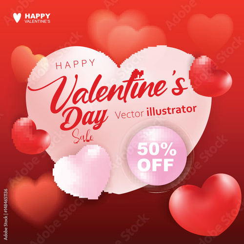 Valentine's day banner hearts shape design. Templates for social media posts backgrounds, cover, poster, banners, marketing, sales promotion copy space background