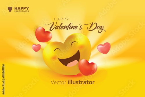 Valentine's day banner hearts on yellow background. Templates for social media posts backgrounds, cover, poster, banners, marketing, sales promotion copy space vector illustration background