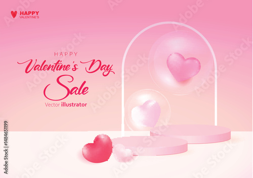 Valentine's day podium for social media posts. Templates for social media posts backgrounds, cover, poster, banners, marketing, sales promotion copy space vector illustration background