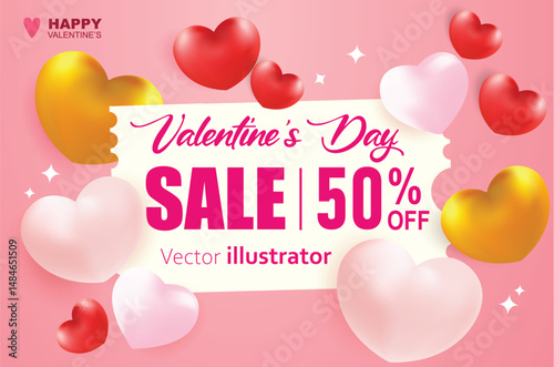 Valentine's day discount coupon. Templates for social media posts backgrounds, cover, poster, banners, marketing, sales promotion copy space vector illustration background