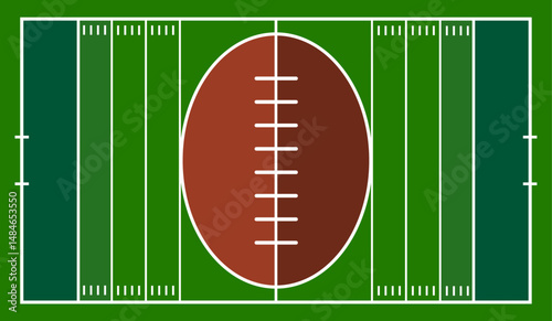 American Football Field Abstract Modern Background.  Editable Template with Clean Strokes and Flat Colors. Vector Template.