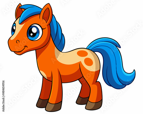 A funny brown horse cartoon vector illustration shows a cute animal character isolated for comic humor