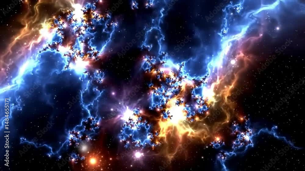 Fractal Shapes Expand and Collapse in Recursive Loop with Cosmic Glow and Electric Edges Animation

