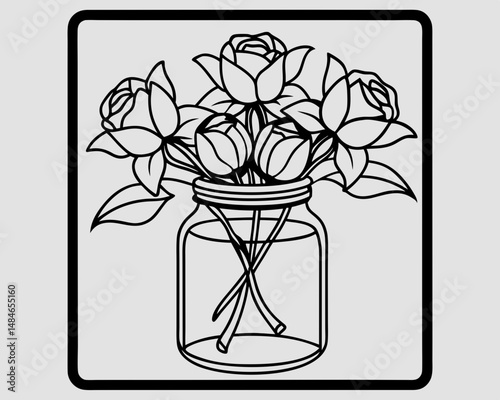 A beautiful pink and red rose bouquet, a floral arrangement of spring flowers in a glass vase