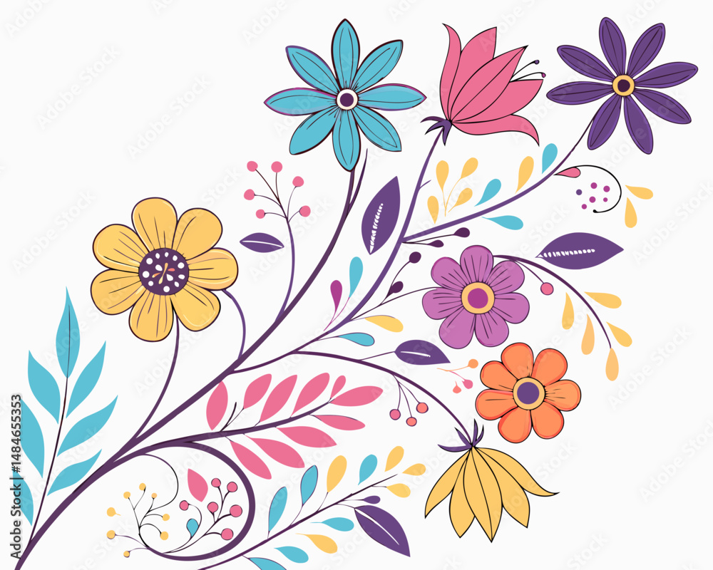 Fototapeta premium Floral nature vector illustration seamless pattern design