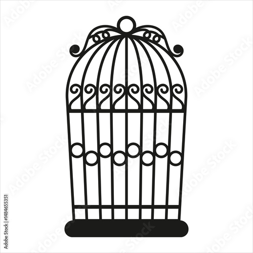 tall closed empty bird cage silhouette icon vector illustration design on white background