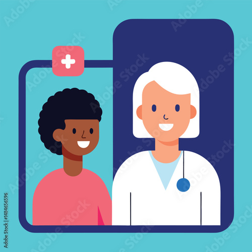 Online Medical Consultation Young Patient and Doctor Video Call