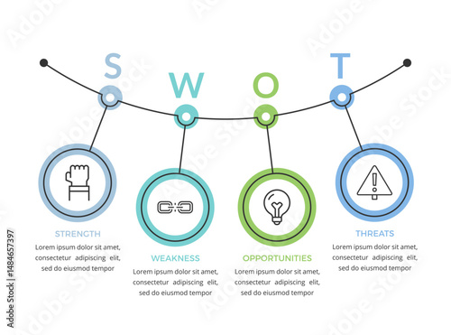 Modern SWOT analysis infographic template, vector eps10 illustration