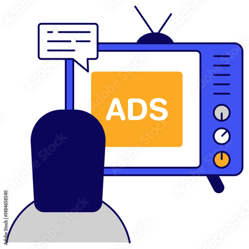 Modern design icon of tv ad