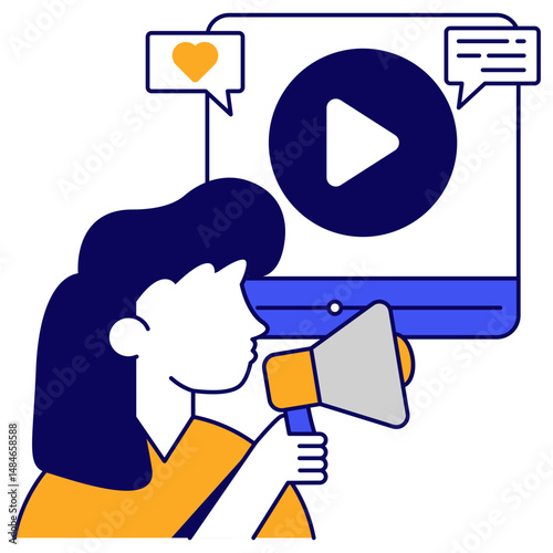 Unique design icon of video promotion