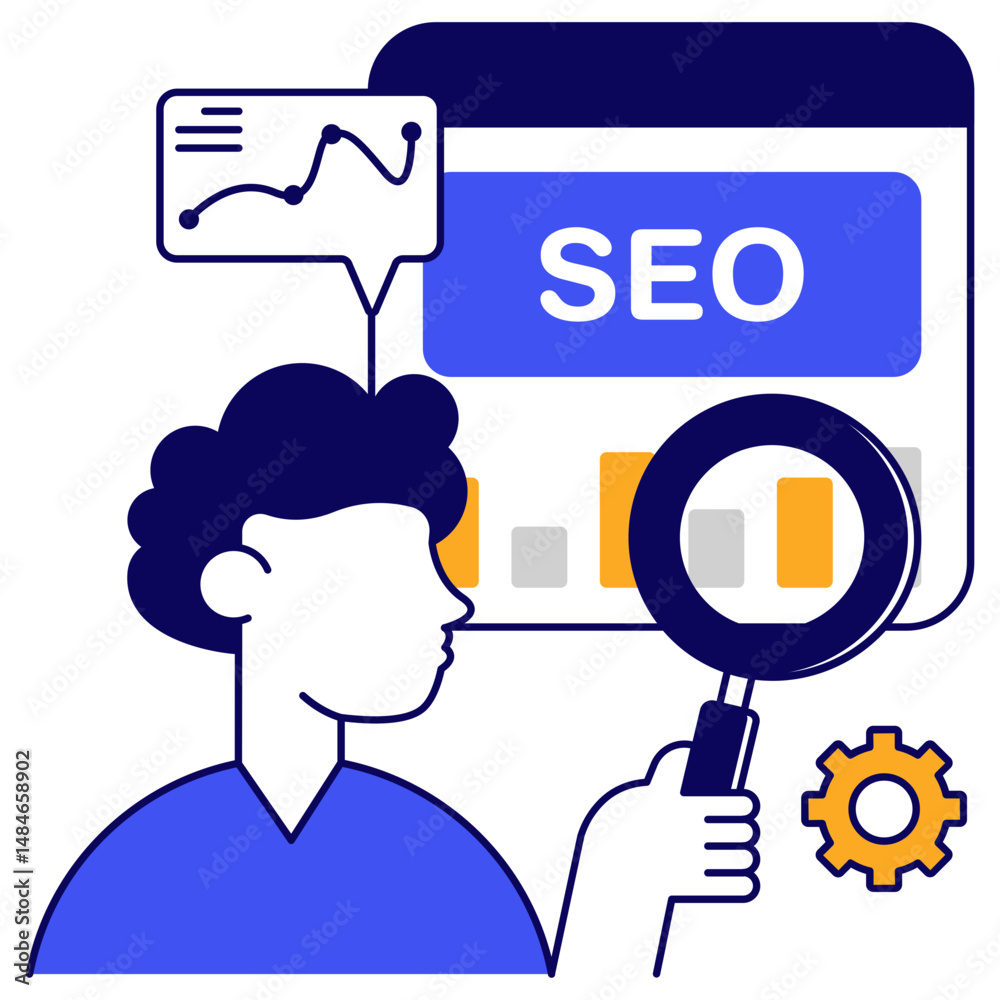Modern design icon of seo analytics Modern design icon of seo analytics