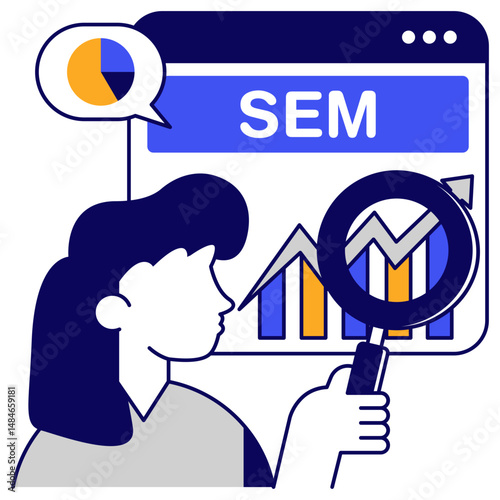 A unique design icon of search engine marketing