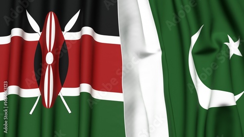 Canvastavla Flags of KENYA and PAKISTAN with realistic cloth texture