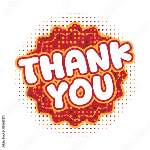 Comic style THANK YOU sticker vector with bold text