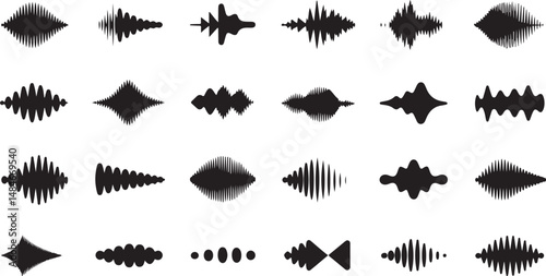 Utilize a diverse range of sound wave audio vectors to enrich multimedia projects, music applications, and audio editing software, providing dynamic visual representations of sound frequencies.