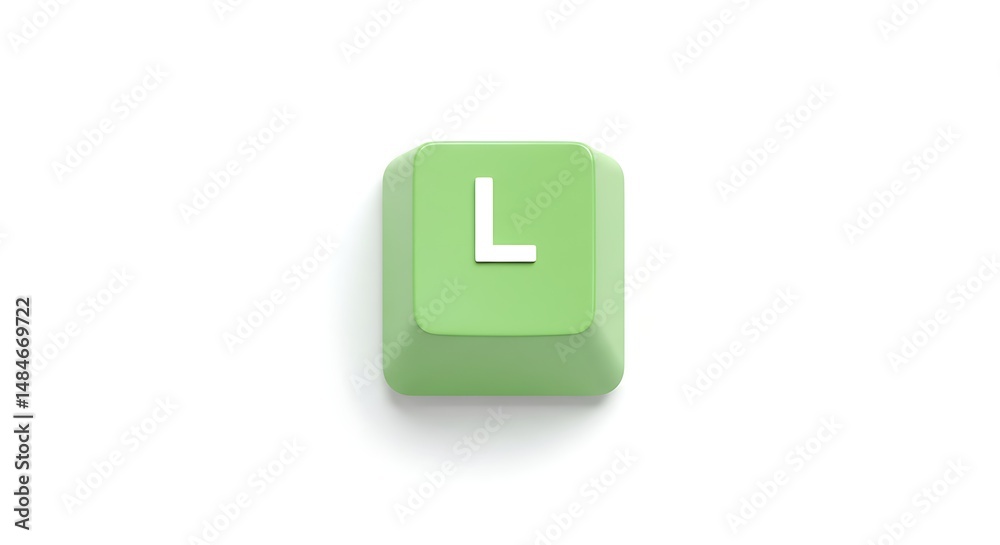 Isolated green keyboard key 'L' on white background Isolated green keyboard key 'L' on white background
