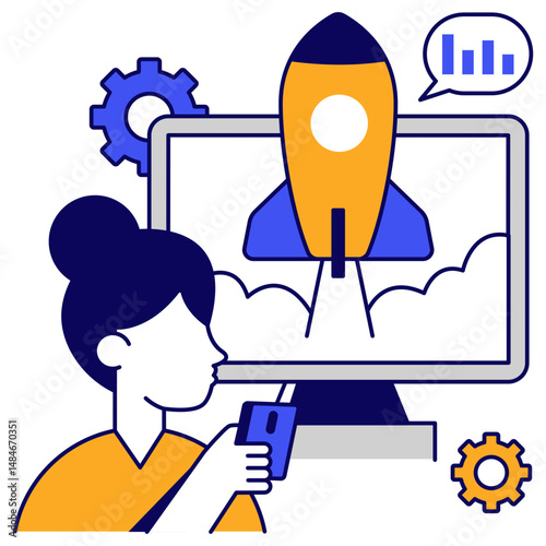 A unique design icon of online startup