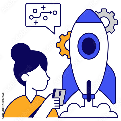 Startup management icon, editable vector