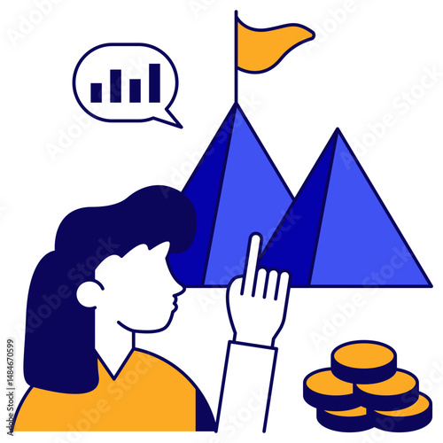 Conceptual flat design icon of mission accomplished