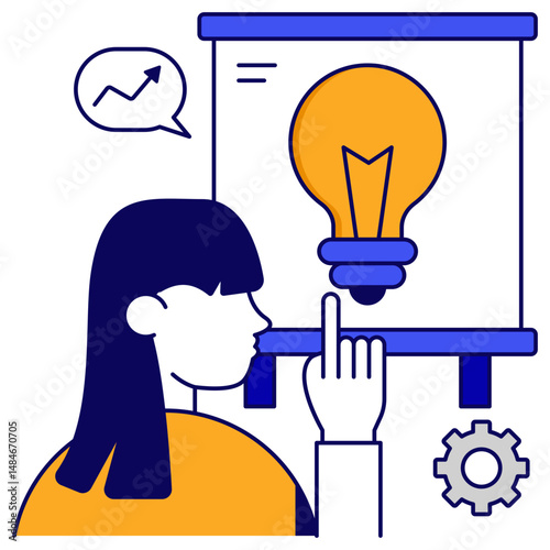 A flat design icon of idea generation