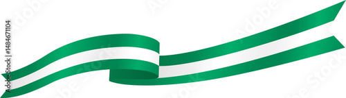 Green and White Nigeria Flag Wavy Ribbon Corner Border Illustration