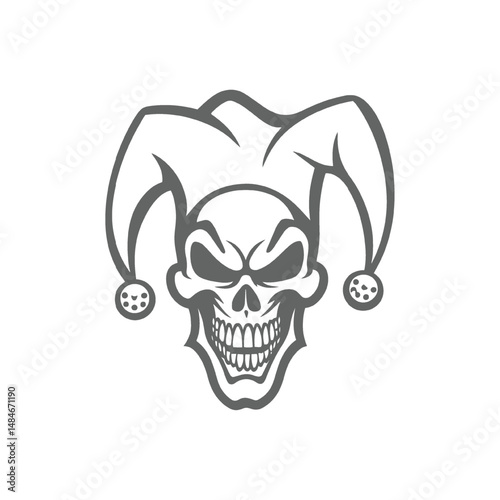Evil Jester Skull Mask Illustration
