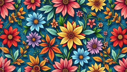 Wallpaper Mural Intricate line art floral pattern, continuous repeat , contemporary, stock, texture Torontodigital.ca