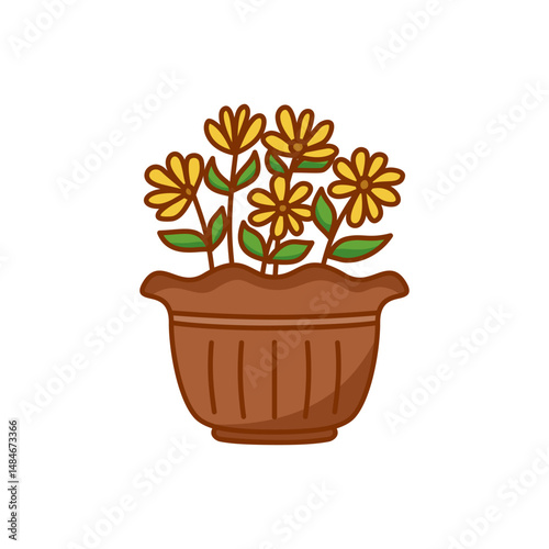 Yellow flowers in pot