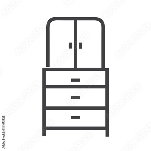 Dresser Furniture Icon for interior design apps, home decor websites, furniture catalogs, room planning software, moving company materials, and home organization guides