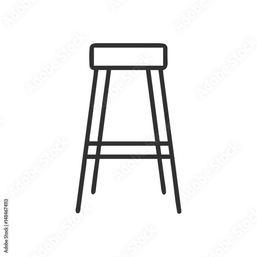 Minimalist Bar Stool Line Icon for Interior Design Blogs, Furniture Websites, Home Decor Apps, Restaurant Branding, Kitchen Planning Tools and Cafe Infographics