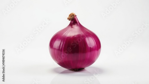 Perfectly symmetrical red onion on stark white, detail, perfect, ingredient