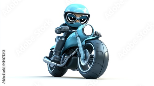 Cartoon character riding a motorcycle