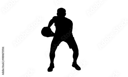 Illustration of a basketball player character carrying a ball in a silhouette concept displays a dynamic and energetic impression.
